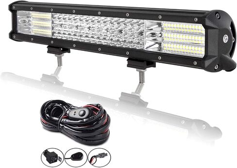AUXTINGS 18 بوصة 450 واط LED ضوء بار 4 صف بقعة الفيضانات كومبو شعاع أضواء الطرق الوعرة ضوء العمل مع تسخير الأسلاك لشاحنات جيب SUV ATV UTV أضواء القوارب، 12 فولت 24 فولت مقاوم للماء in Kuwait
