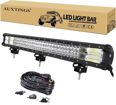 AUXTINGS 12 inch 180W LED Light Bar Triple Row Spot Flood Beam Off Road Lights Waterproof Work Light with Wiring Harness for Jeep Trucks SUV ATV UTV Boat Lights,DC 12V 24V in Saudi Arabia