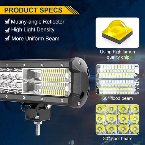 AUXTINGS 12 inch 180W LED Light Bar Triple Row Spot Flood Beam Off Road Lights Waterproof Work Light with Wiring Harness for Jeep Trucks SUV ATV UTV Boat Lights,DC 12V 24V in Saudi Arabia