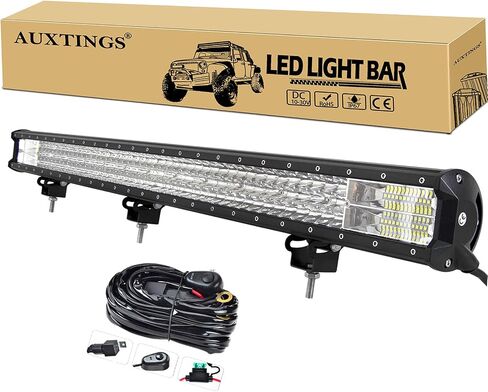 AUXTINGS 12 inch 180W LED Light Bar Triple Row Spot Flood Beam Off Road Lights Waterproof Work Light with Wiring Harness for Jeep Trucks SUV ATV UTV Boat Lights,DC 12V 24V in Saudi Arabia