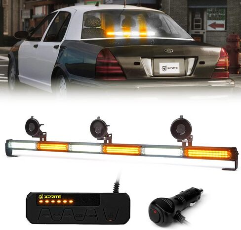 Xprite 35" COB LED Emergency Traffic Advisor Strobe Chase Light Bar, Safety Warning Rear Window | Deck | Dash Flashing Directional Lightbar for Construction Vehicles Tow Trucks,White Amber in Saudi Arabia