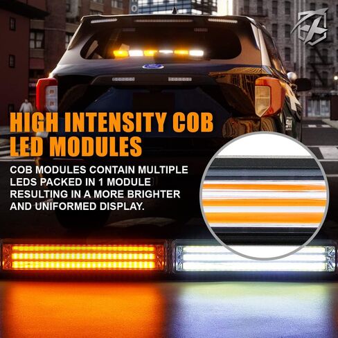 Xprite 35" COB LED Emergency Traffic Advisor Strobe Chase Light Bar, Safety Warning Rear Window | Deck | Dash Flashing Directional Lightbar for Construction Vehicles Tow Trucks,White Amber in Saudi Arabia