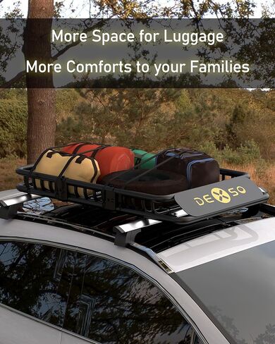 سلة شحن على السقف، حامل على السطح مقاس 46 بوصة × 36 بوصة × 5 بوصة بسعة 200 رطل وطلاء مقاوم للماء، حامل أمتعة عالمي عالي التحمل لسيارات الدفع الرباعي وجيب شيروكي ورانجلر وتويوتا راف 4 in Kuwait