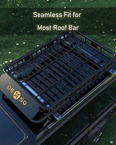 سلة شحن على السقف، حامل على السطح مقاس 46 بوصة × 36 بوصة × 5 بوصة بسعة 200 رطل وطلاء مقاوم للماء، حامل أمتعة عالمي عالي التحمل لسيارات الدفع الرباعي وجيب شيروكي ورانجلر وتويوتا راف 4 in Kuwait