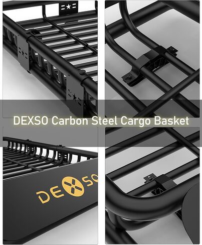سلة شحن على السقف، حامل على السطح مقاس 46 بوصة × 36 بوصة × 5 بوصة بسعة 200 رطل وطلاء مقاوم للماء، حامل أمتعة عالمي عالي التحمل لسيارات الدفع الرباعي وجيب شيروكي ورانجلر وتويوتا راف 4 in Kuwait