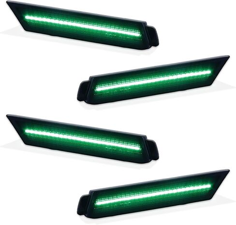 يناسب 2010-2015 تشيفي كامارو أخضر LED عدسة مدخنة مجموعة مصابيح تحديد المصد الأمامي والخلفي، حزمة من 4 in Kuwait