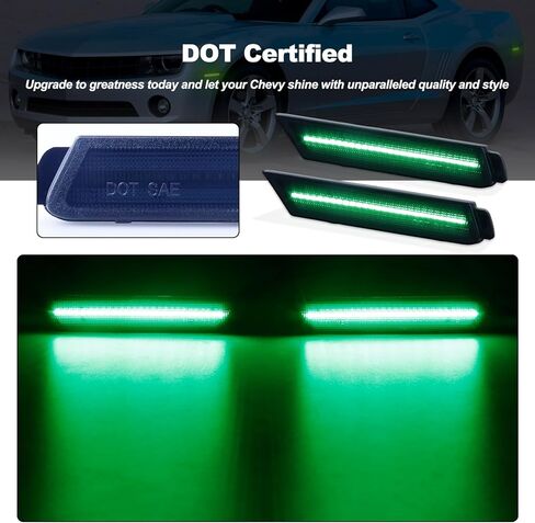 يناسب 2010-2015 تشيفي كامارو أخضر LED عدسة مدخنة مجموعة مصابيح تحديد المصد الأمامي والخلفي، حزمة من 4 in Kuwait