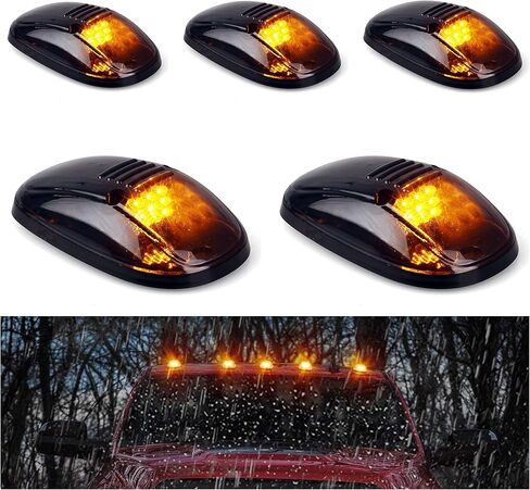 KOMAS 5pcs Cab Roof Marker Lights, Roof Top Lamp Running Light Replacement for 1994-2002 Dodge Ram 1500 2500 3500 4500, and other Truck,SUV (Amber Lens With Amber LED) in Kuwait