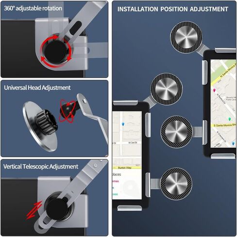 Magnetic Phone Holder for Car, No-Damage Install Phone Holder Car Mount, Adjustable Phone Stand, Foldable Hidden Design Car Phone Mount for Tesla, Fits Screens 0.23-0.71 Inches Thick in Kuwait