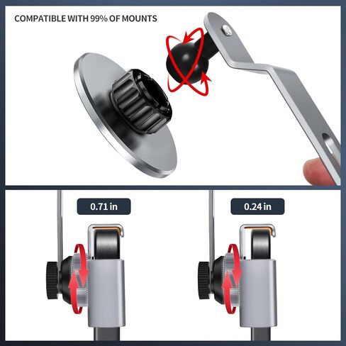 Magnetic Phone Holder for Car, No-Damage Install Phone Holder Car Mount, Adjustable Phone Stand, Foldable Hidden Design Car Phone Mount for Tesla, Fits Screens 0.23-0.71 Inches Thick in Kuwait