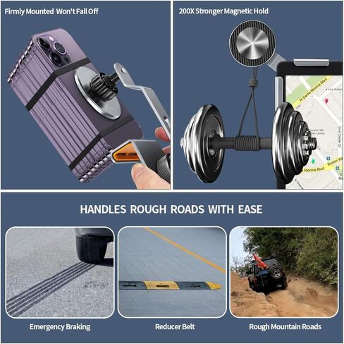 Magnetic Phone Holder for Car, No-Damage Install Phone Holder Car Mount, Adjustable Phone Stand, Foldable Hidden Design Car Phone Mount for Tesla, Fits Screens 0.23-0.71 Inches Thick in Kuwait