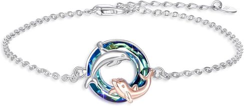 Cuoka Dolphin Bracelet S925 Sterling Silver for Women Men Best Friends Ocean Sea Animal Bracelets with Gifts Box in Saudi Arabia