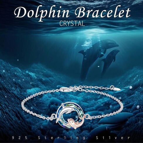 Cuoka Dolphin Bracelet S925 Sterling Silver for Women Men Best Friends Ocean Sea Animal Bracelets with Gifts Box in Saudi Arabia