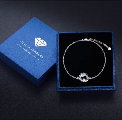 Cuoka Dolphin Bracelet S925 Sterling Silver for Women Men Best Friends Ocean Sea Animal Bracelets with Gifts Box in Saudi Arabia