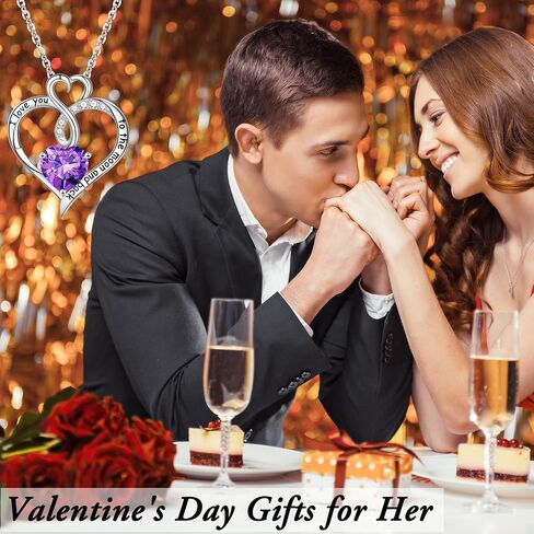 Birthstone Necklace Gifts for Women, 925 Sterling Silver Heart Birthstone Jewelry Necklace for Women Valentines Anniversary Necklaces Gift for Her Mothers Day Christmas Birthday Gifts for Wife Girlfriend Mom Her in Saudi Arabia