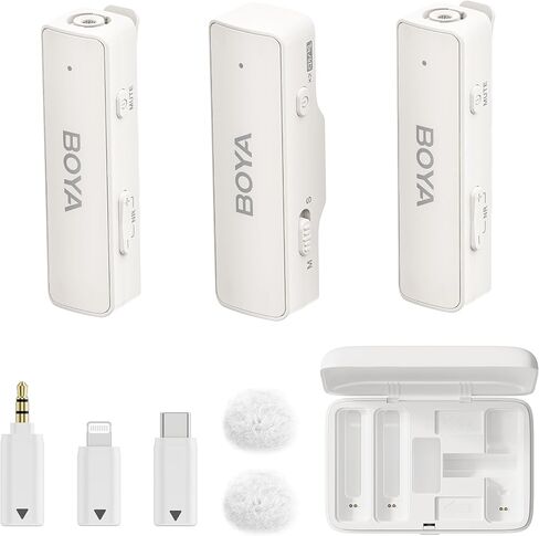 BOYALINK Wireless Lavalier Microphones for Android iPhone 15 Type C Smartphone Cameras DSLR, Noise Cancellation, 10h Battery, Clip on Lapel Mic for Live Streaming Video Conference Recording in Saudi Arabia