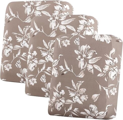 H.VERSAILTEX غطاء وسادة أريكة قابل للتمدد، واقي أثاث الأريكة، غطاء منزلق لمقعد الأريكة، مطبوع عليه زهور مع قاع مرن قابل للغسل (3 عبوات لـ 3 وسائد أريكة، رمادي داكن) in Kuwait