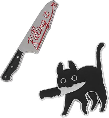 مجموعة دبابيس القط المينا اللطيفة، 2 قطعة دبوس المينا دبابيس رائعة لحقائب الظهر تناسب النساء والرجال والفتيات والأولاد هدايا الهالوين in Kuwait