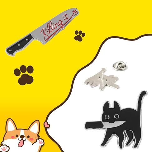 مجموعة دبابيس القط المينا اللطيفة، 2 قطعة دبوس المينا دبابيس رائعة لحقائب الظهر تناسب النساء والرجال والفتيات والأولاد هدايا الهالوين in Kuwait