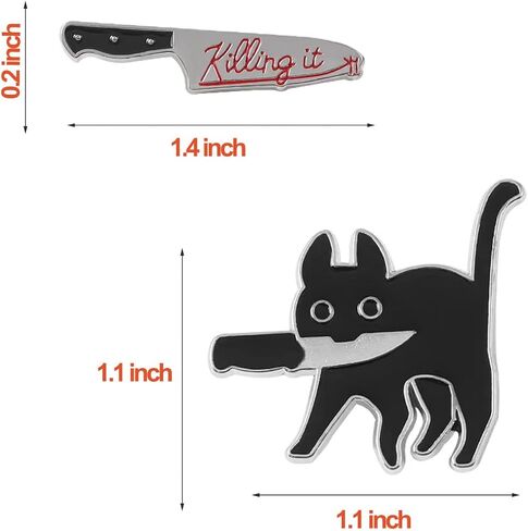 مجموعة دبابيس القط المينا اللطيفة، 2 قطعة دبوس المينا دبابيس رائعة لحقائب الظهر تناسب النساء والرجال والفتيات والأولاد هدايا الهالوين in Kuwait
