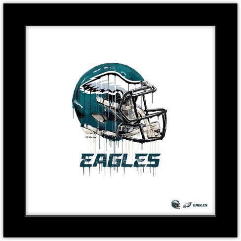 Trends International Gallery Pops NFL Philadelphia Eagles - Drip Helmet Wall Art Wall Poster, 12.00" x 12.00", Black Frame Version in Saudi Arabia