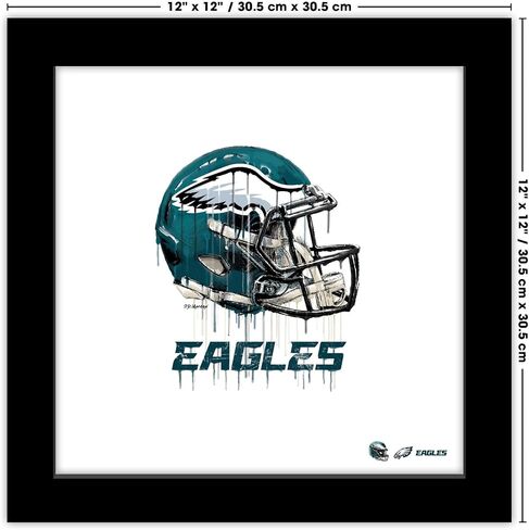 Trends International Gallery Pops NFL Philadelphia Eagles - Drip Helmet Wall Art Wall Poster, 12.00" x 12.00", Black Frame Version in Saudi Arabia