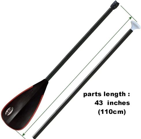Tough 2 Piece Compact Paddle for Inflatable SUP Light 31oz with Oval Shaft - no Twist (Black-Red) in Saudi Arabia
