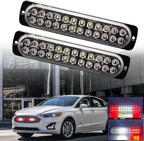 DIBMS LED Strobe Emergency Flashing Light, 2x Surface Mount Amber LED Beacon Hazard Warning Light Flashing Strobe Light Bar For Car Truck Van Construction Off Road Vehicle Trailer in Saudi Arabia