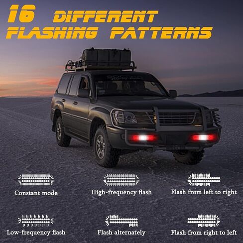 DIBMS LED Strobe Emergency Flashing Light, 2x Surface Mount Amber LED Beacon Hazard Warning Light Flashing Strobe Light Bar For Car Truck Van Construction Off Road Vehicle Trailer in Saudi Arabia