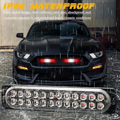 DIBMS LED Strobe Emergency Flashing Light, 2x Surface Mount Amber LED Beacon Hazard Warning Light Flashing Strobe Light Bar For Car Truck Van Construction Off Road Vehicle Trailer in Saudi Arabia