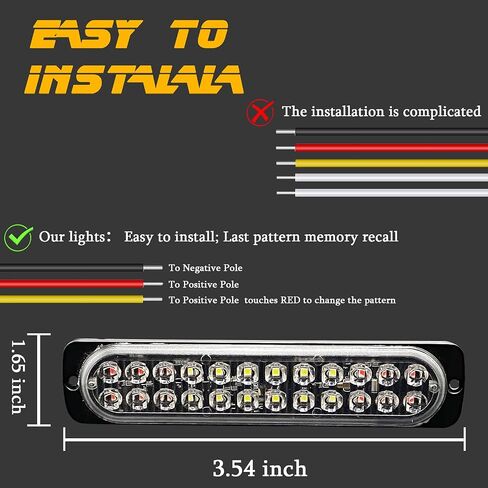 DIBMS LED Strobe Emergency Flashing Light, 2x Surface Mount Amber LED Beacon Hazard Warning Light Flashing Strobe Light Bar For Car Truck Van Construction Off Road Vehicle Trailer in Saudi Arabia
