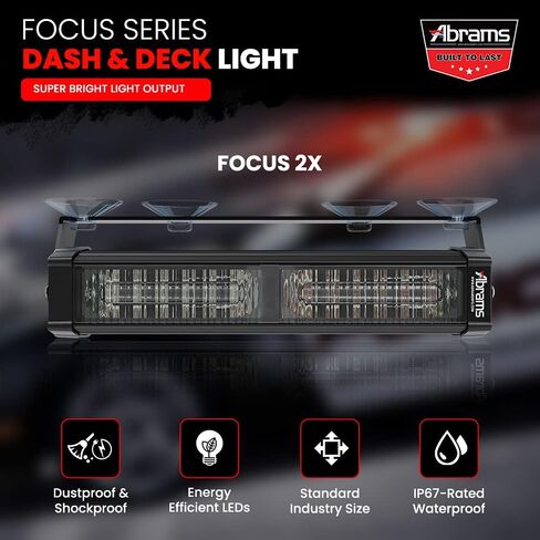سلسلة Abrams Focus 2X (العنبر/الأبيض) 36 وات - 12 مصباح LED لجرافة الثلوج مركبة شاحنة الزجاج الأمامي لوحة تحذير قوية وشريط إضاءة سطح السفينة in Kuwait