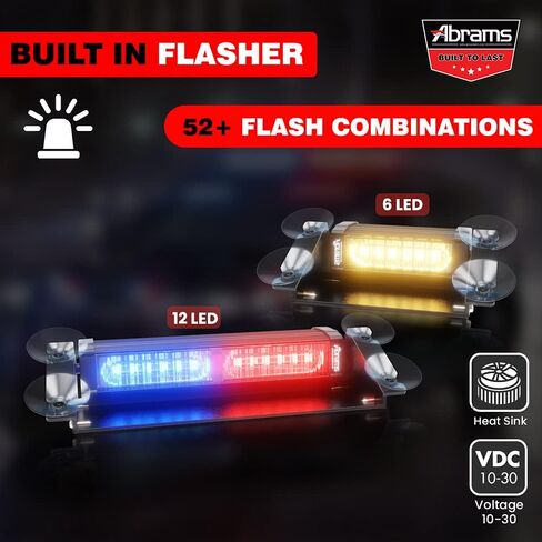 سلسلة Abrams Focus 2X (العنبر/الأبيض) 36 وات - 12 مصباح LED لجرافة الثلوج مركبة شاحنة الزجاج الأمامي لوحة تحذير قوية وشريط إضاءة سطح السفينة in Kuwait