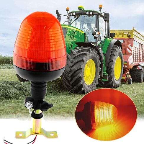 60 LED Rotating Flashing Amber Beacon Light, Flexible Mount Strobe Lamp with Plug Bracket Tractor Emergency Warning Light For Forklift Truck Tractor Snow Plow, 9.45X5 Inch in Saudi Arabia
