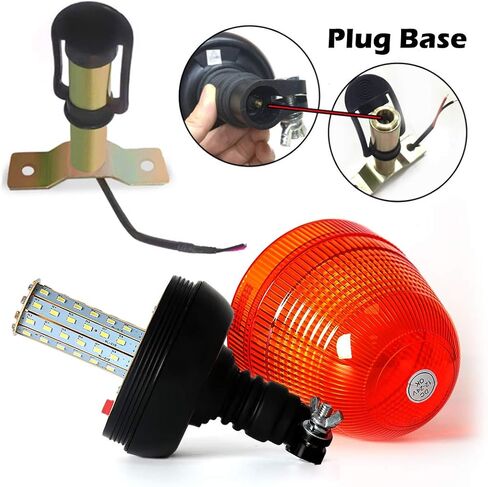 60 LED Rotating Flashing Amber Beacon Light, Flexible Mount Strobe Lamp with Plug Bracket Tractor Emergency Warning Light For Forklift Truck Tractor Snow Plow, 9.45X5 Inch in Saudi Arabia