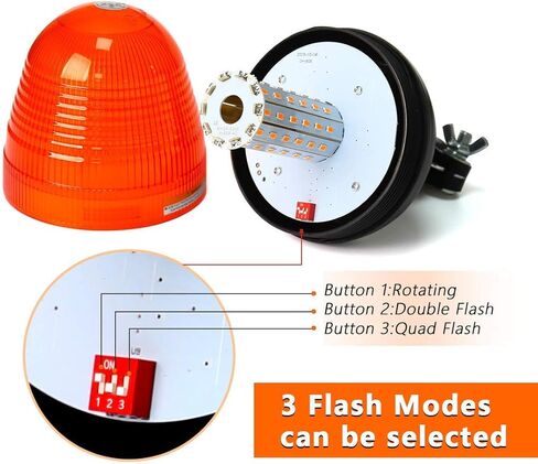 60 LED Rotating Flashing Amber Beacon Light, Flexible Mount Strobe Lamp with Plug Bracket Tractor Emergency Warning Light For Forklift Truck Tractor Snow Plow, 9.45X5 Inch in Saudi Arabia