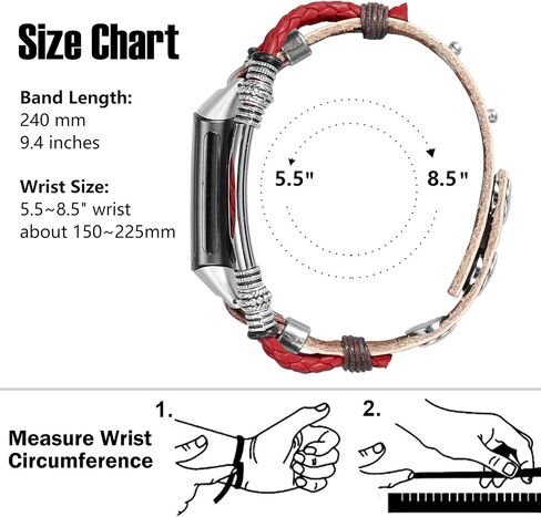 Compatible with Fitbit Charge 5 Bands for Women Men,Leather Band Replacement Wristbands for Charge 5, Unique Watch Band Bracelet & Wrist Band Straps with Adjustable Size (Hybrid Red) in Saudi Arabia
