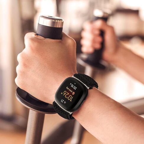 （2pack） Stretchy Nylon Watch Bands Compatible with Fitbit Versa 3/ Fitbit Sense,Women Men Soft Breathable Adjustable Elastic Replacement Wristband (Light Pink-Bright Yellow) in Kuwait