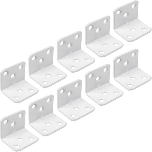 90 Degree L Shaped White Right Angle Bracket Corner Brace Support with Screws,28x28x34X2mm(L*W*H*T),Pack of 10 in Saudi Arabia