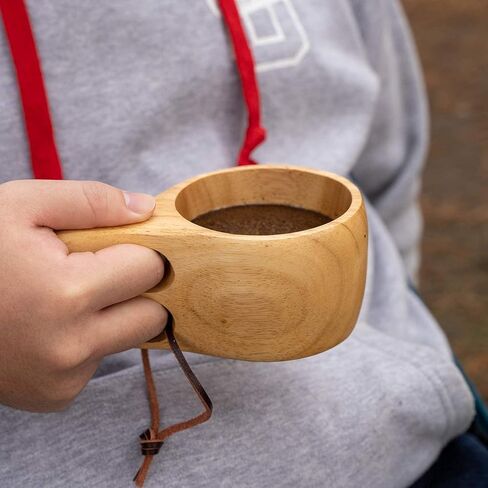 Portable Wodden Cup Nordic Style Kuksa Camp Cup Outdoor Coffee Mug for Camping Backpacking Hiking Hunting Bushcraft in Kuwait