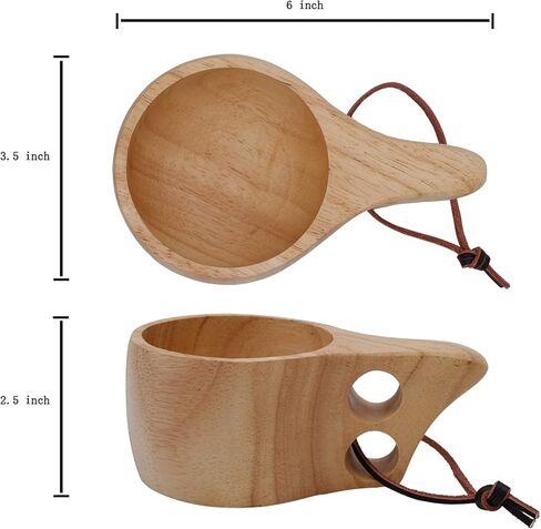 Portable Wodden Cup Nordic Style Kuksa Camp Cup Outdoor Coffee Mug for Camping Backpacking Hiking Hunting Bushcraft in Kuwait