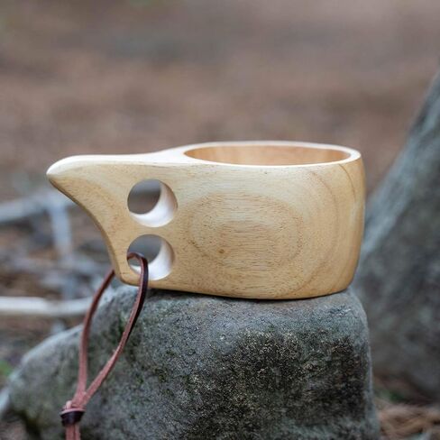 Portable Wodden Cup Nordic Style Kuksa Camp Cup Outdoor Coffee Mug for Camping Backpacking Hiking Hunting Bushcraft in Kuwait