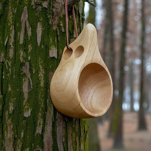 Portable Wodden Cup Nordic Style Kuksa Camp Cup Outdoor Coffee Mug for Camping Backpacking Hiking Hunting Bushcraft in Kuwait