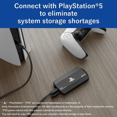 منتج BUFFALO خارجي SSD 2.0 تيرابايت مرخص رسميًا، متوافق مع وحدات تحكم PS 5 / PS 4 - USB3.2 Gen2 النوع A وC - محمول مضاد للصدمات IP55 مقاوم للغبار والماء SSD-PHO2.0U3B in Kuwait