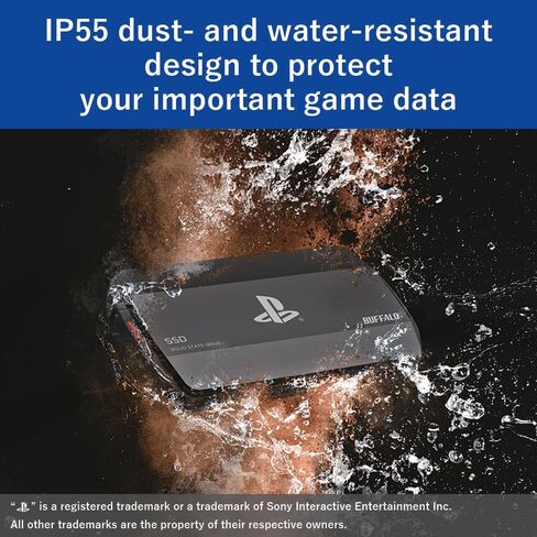 منتج BUFFALO خارجي SSD 2.0 تيرابايت مرخص رسميًا، متوافق مع وحدات تحكم PS 5 / PS 4 - USB3.2 Gen2 النوع A وC - محمول مضاد للصدمات IP55 مقاوم للغبار والماء SSD-PHO2.0U3B in Kuwait