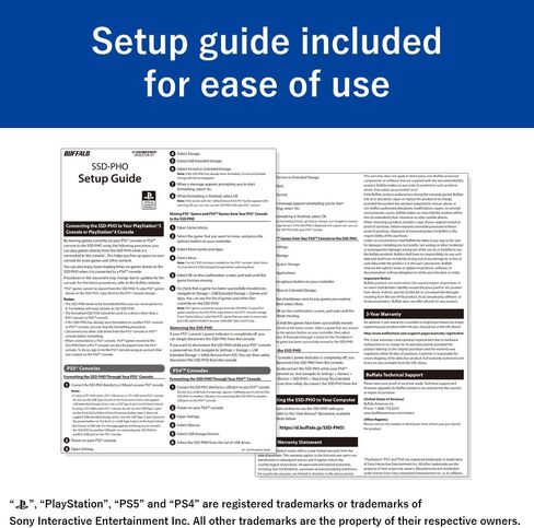 منتج BUFFALO خارجي SSD 2.0 تيرابايت مرخص رسميًا، متوافق مع وحدات تحكم PS 5 / PS 4 - USB3.2 Gen2 النوع A وC - محمول مضاد للصدمات IP55 مقاوم للغبار والماء SSD-PHO2.0U3B in Kuwait