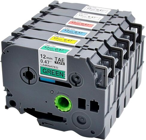 6 عبوات استبدال شريط ملصقات TZe 12 مم 0.47 بوصة شريط مصفح قياسي لـ TZe-231 TZe-131 TZe-431 TZe-531 TZe-631 TZe-731 متوافق مع صانع الملصقات Brother P Touch PT-D210 PT-H110 PT-D600، 26.2 قدم in Kuwait