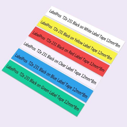 6 عبوات استبدال شريط ملصقات TZe 12 مم 0.47 بوصة شريط مصفح قياسي لـ TZe-231 TZe-131 TZe-431 TZe-531 TZe-631 TZe-731 متوافق مع صانع الملصقات Brother P Touch PT-D210 PT-H110 PT-D600، 26.2 قدم in Kuwait