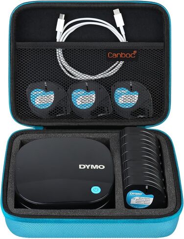 حقيبة حمل صلبة من Canboc لجهاز DYMO LetraTag 200B صانع ملصقات بلوتوث، حقيبة طابعة ملصقات لاسلكية مدمجة تعمل بتقنية البلوتوث تناسب أشرطة الملصقات والبطاريات، أسود (جراب فقط) in Kuwait