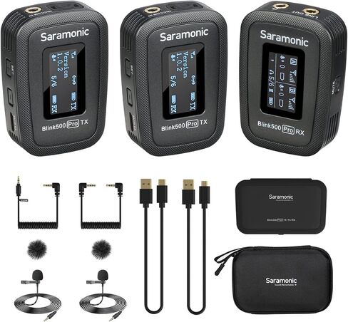 Saramonic Upgraded Blink500 Pro B2 2.4GHz Dual-Channel Wireless Lavalier Microphone for DSLR Video Camera Android iPhone Tablet PC Computer Recording Facebook YouTube Podcast Vlog Interview (B2) in Saudi Arabia
